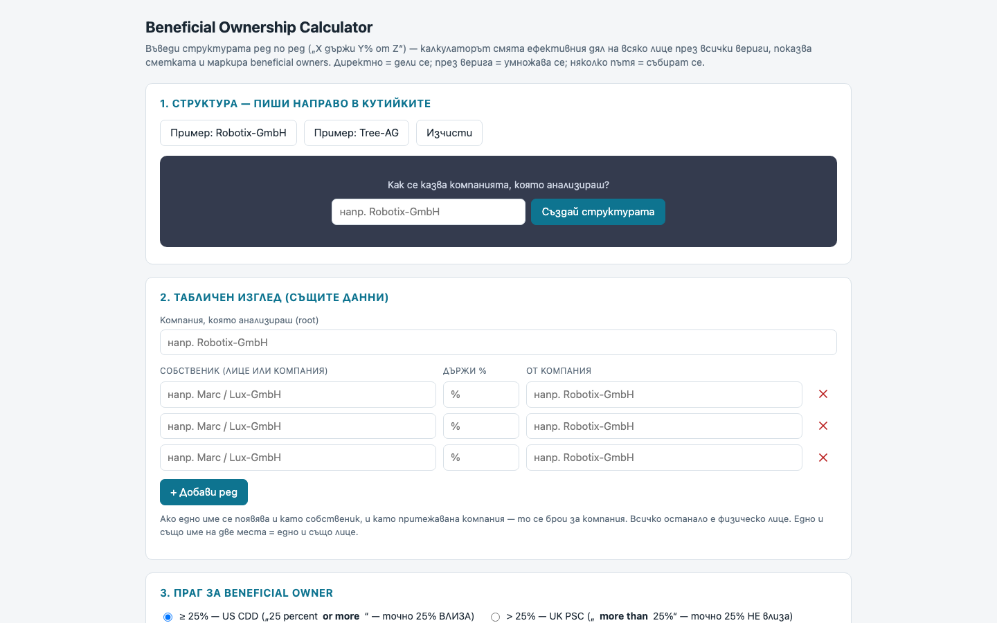Beneficial Ownership Calculator